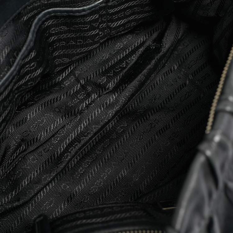 Pre Owned Prada Black Gaufre Leather Tote