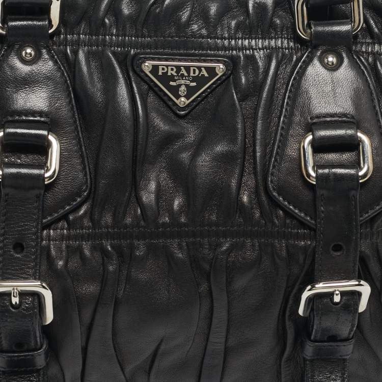 Pre Owned Prada Black Gaufre Leather Tote
