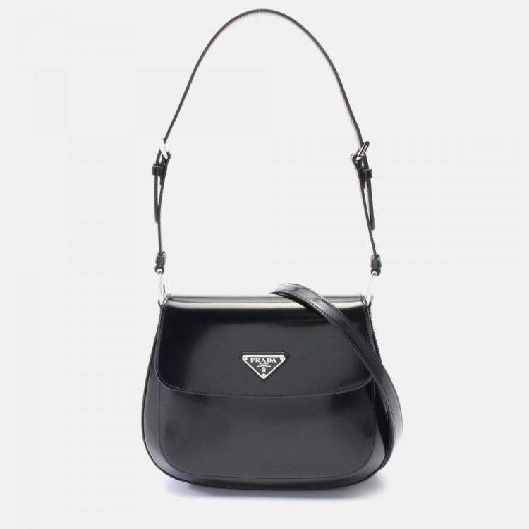 Pre Owned Prada Cleo Brushed Black Leather Shoulder Bag