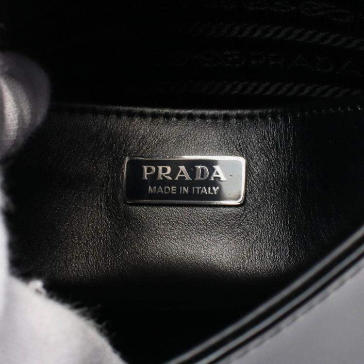 Pre Owned Prada Cleo Brushed Black Leather Shoulder Bag