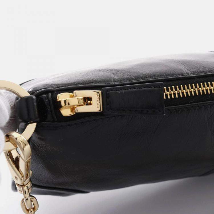 Pre Owned Prada Re-Edition Black Leather Shoulder Bag