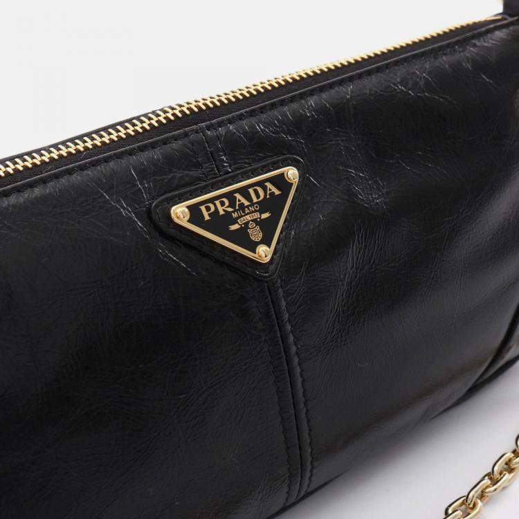 Pre Owned Prada Re-Edition Black Leather Shoulder Bag