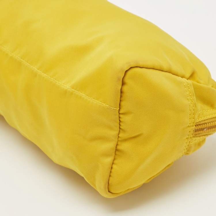 Pre Owned Prada Yellow Tessuto Nylon Cosmetic Pouch