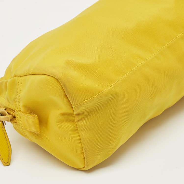 Pre Owned Prada Yellow Tessuto Nylon Cosmetic Pouch