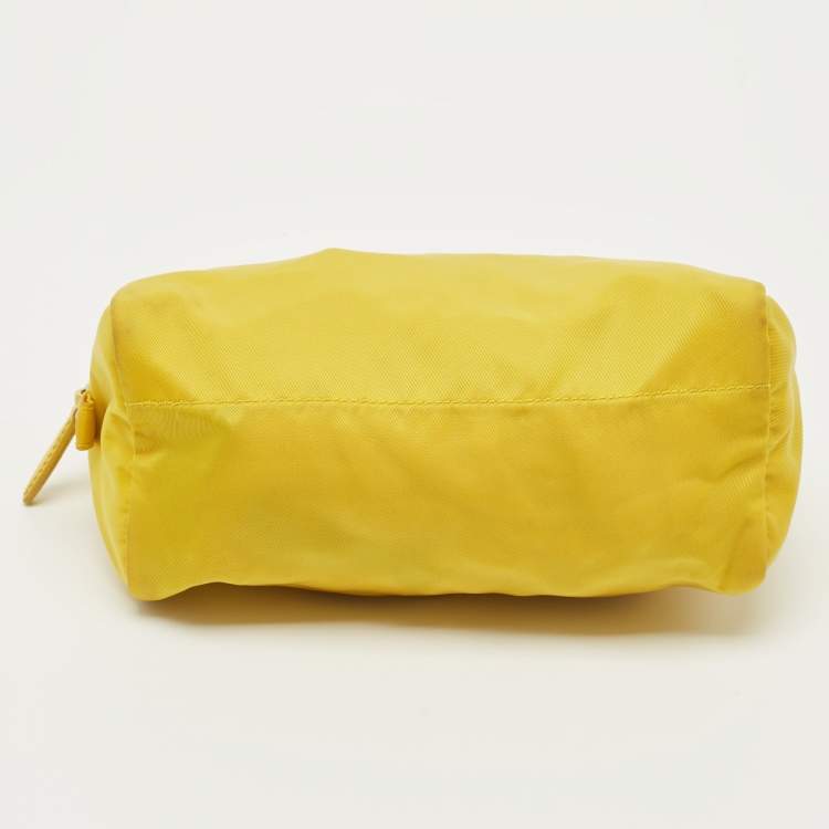 Pre Owned Prada Yellow Tessuto Nylon Cosmetic Pouch