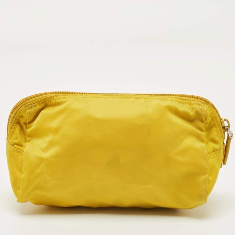 Pre Owned Prada Yellow Tessuto Nylon Cosmetic Pouch
