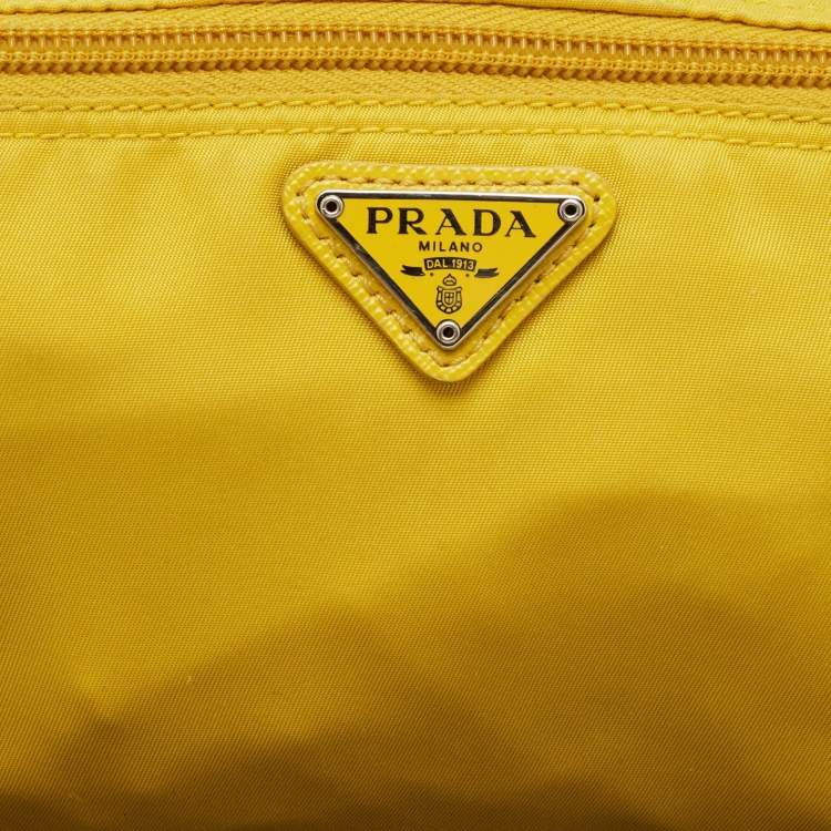 Pre Owned Prada Yellow Tessuto Nylon Cosmetic Pouch