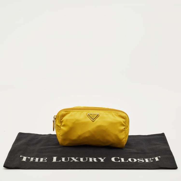Pre Owned Prada Yellow Tessuto Nylon Cosmetic Pouch
