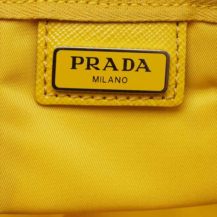 Pre Owned Prada Yellow Tessuto Nylon Cosmetic Pouch