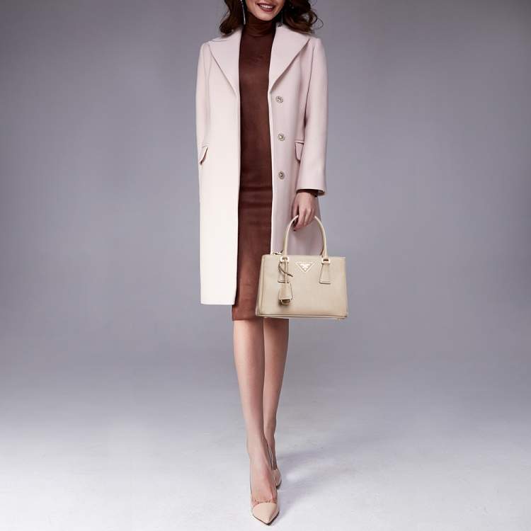 Pre Owned Prada Beige Saffiano Lux Leather Small Galleria Tote