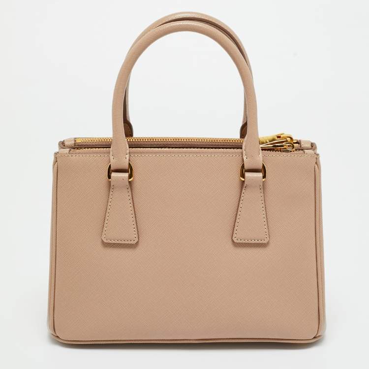 Pre Owned Prada Beige Saffiano Lux Leather Small Galleria Tote