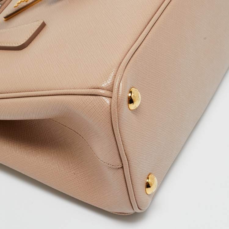 Pre Owned Prada Beige Saffiano Lux Leather Small Galleria Tote