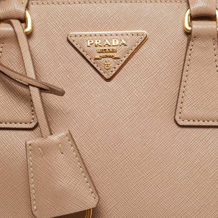 Pre Owned Prada Beige Saffiano Lux Leather Small Galleria Tote