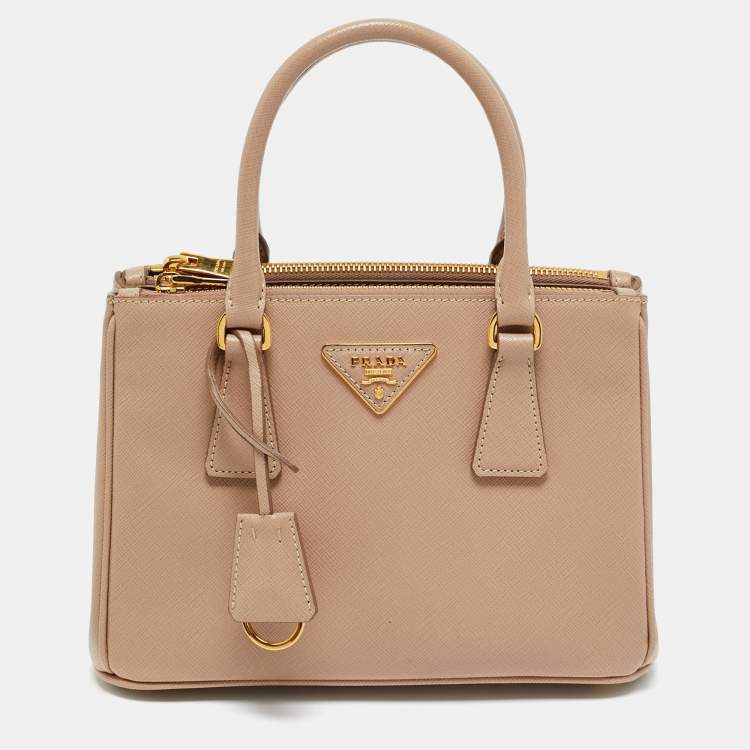 Pre Owned Prada Beige Saffiano Lux Leather Small Galleria Tote