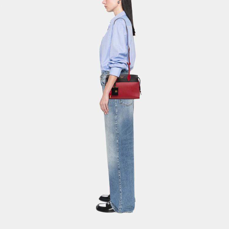 مملوكة مسبقًا Prada Red Saffiano And City Calf Esplanade Satchel