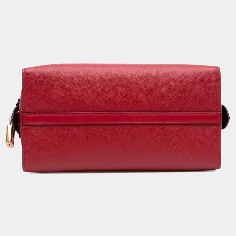 مملو�كة مسبقًا Prada Red Saffiano And City Calf Esplanade Satchel