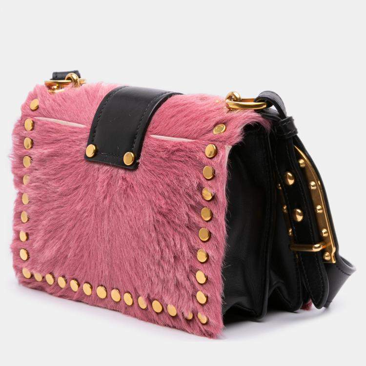 Pre Owned Prada Pink City Calf Trimmed Cavallino Cahier Crossbody