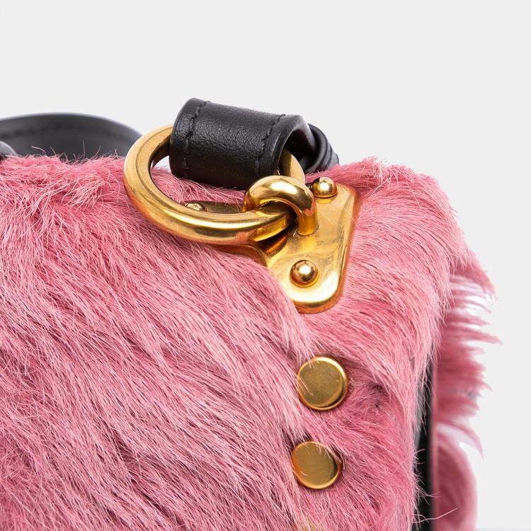 Pre Owned Prada Pink City Calf Trimmed Cavallino Cahier Crossbody