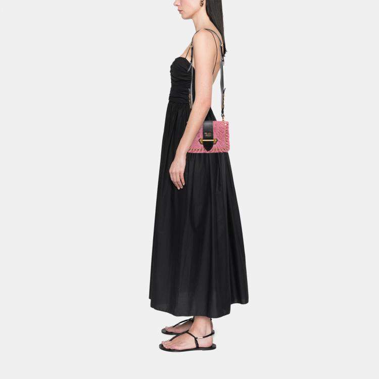 Pre Owned Prada Pink City Calf Trimmed Cavallino Cahier Crossbody
