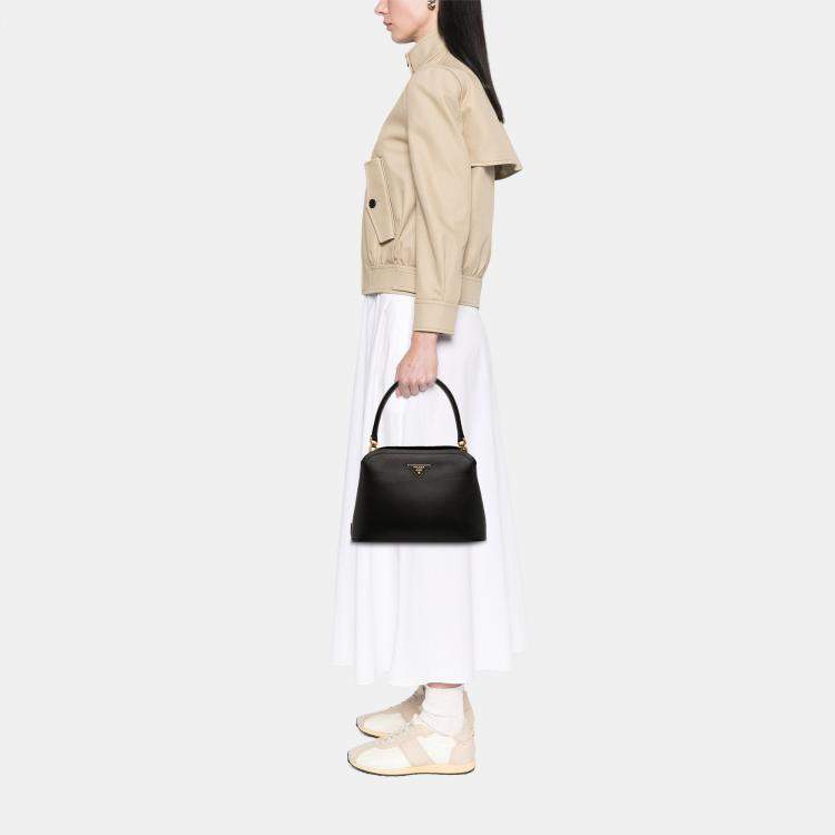 Pre Owned Prada Black Medium Saffiano Matinee Satchel