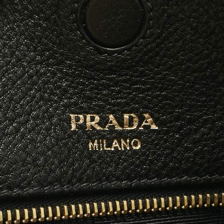 Pre Owned Prada Black Vitello Danio Leather Shopper Tote