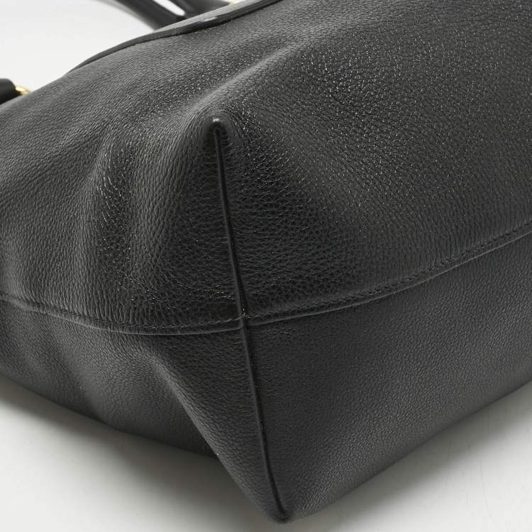 Pre Owned Prada Black Vitello Danio Leather Shopper Tote
