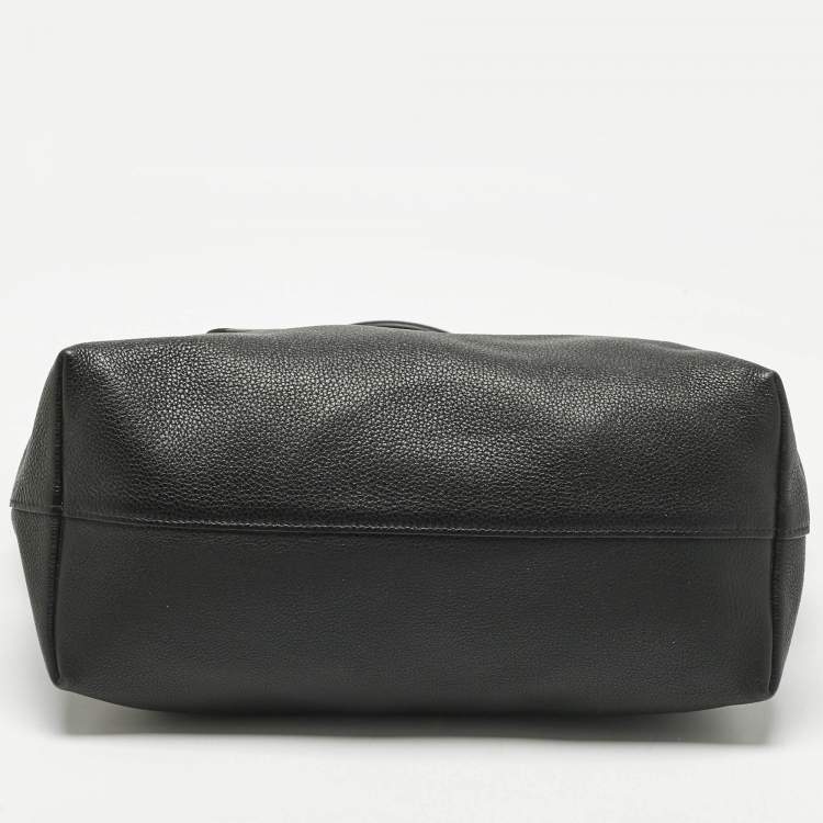 Pre Owned Prada Black Vitello Danio Leather Shopper Tote