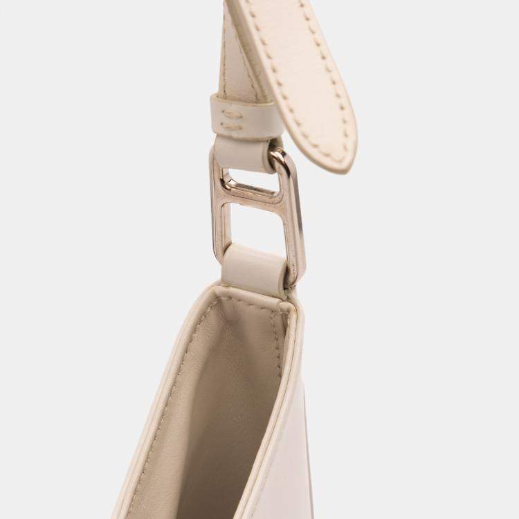 Pre Owned Prada White Maxi Spazzolato Cleo Crossbody