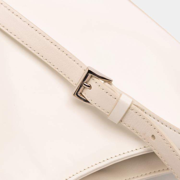 Pre Owned Prada White Maxi Spazzolato Cleo Crossbody