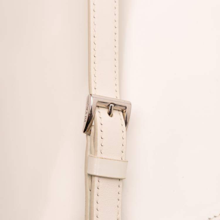 Pre Owned Prada White Maxi Spazzolato Cleo Crossbody