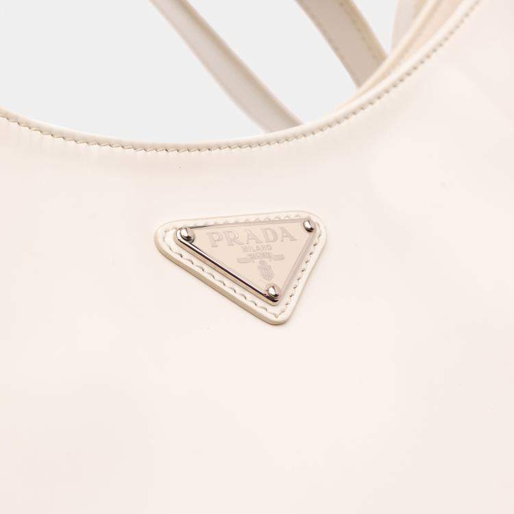 Pre Owned Prada White Maxi Spazzolato Cleo Crossbody