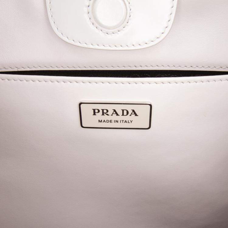 Pre Owned Prada White Maxi Spazzolato Cleo Crossbody