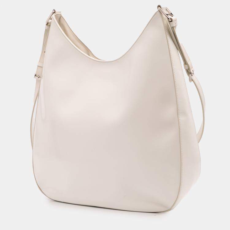 Pre Owned Prada White Maxi Spazzolato Cleo Crossbody