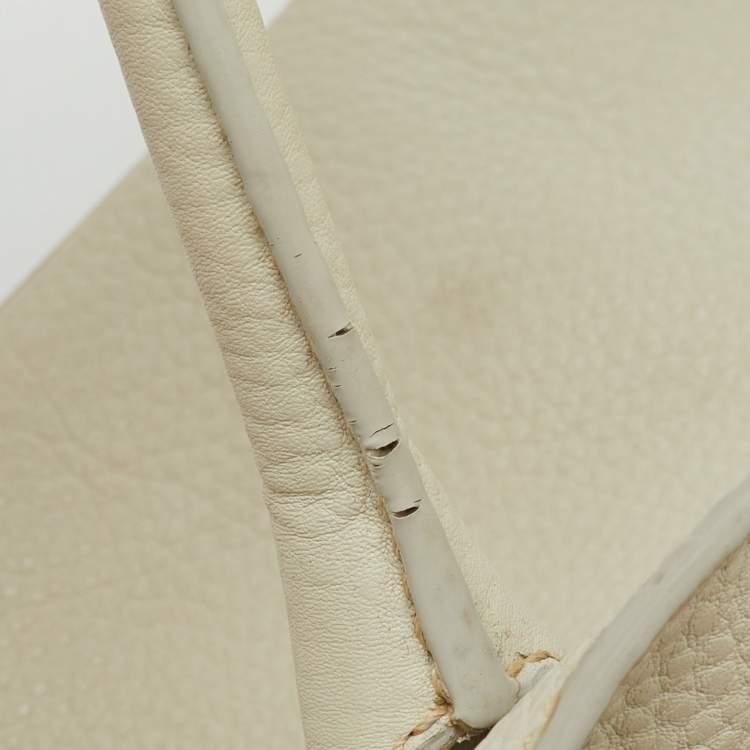 Pre Owned Prada Off White Vitello Daino Leather Tote