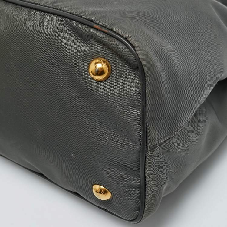 Pre Owned Prada Grey Nylon and Leather Tote