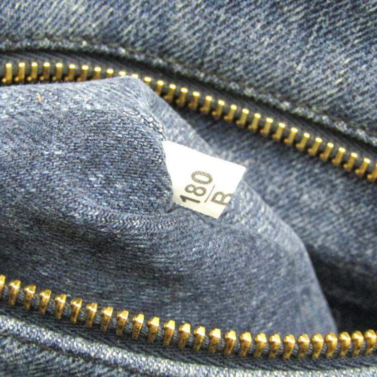 Pre Owned Prada Canapa Blue Denim Tote Bag