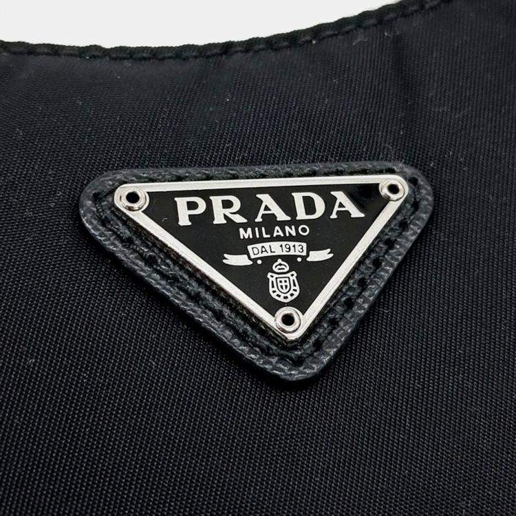 Pre Owned Prada Black Nylon Tessuto Chain Strap Hobo Bag