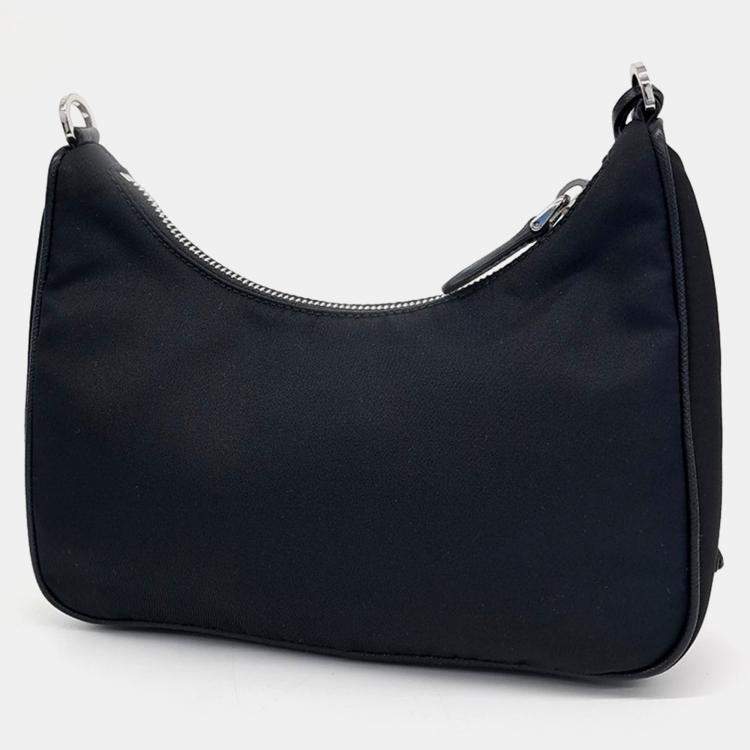 Pre Owned Prada Black Nylon Tessuto Chain Strap Hobo Bag