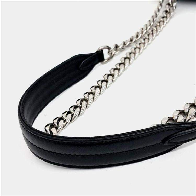 Pre Owned Prada Black Leather Grace Luxe Chain Shoulder Bag