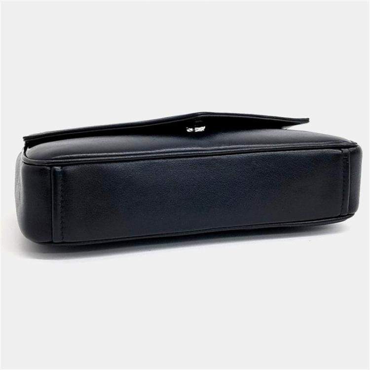 Pre Owned Prada Black Leather Grace Luxe Chain Shoulder Bag