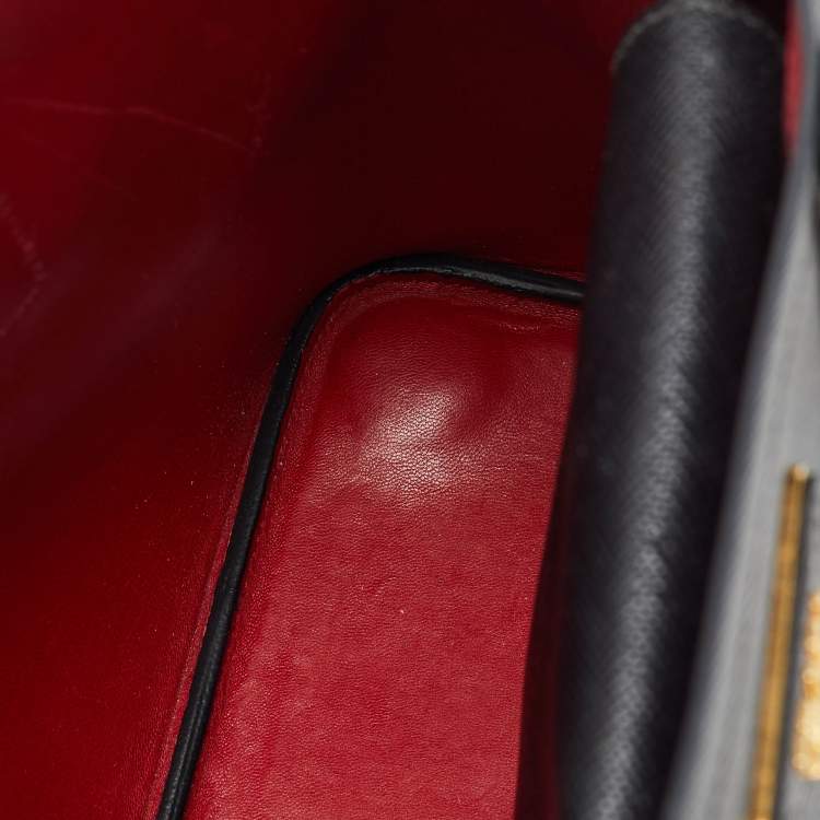 Pre Owned Prada Black Leather Medium Double Handle Tote