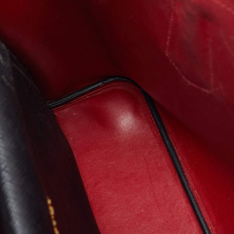 Pre Owned Prada Black Leather Medium Double Handle Tote