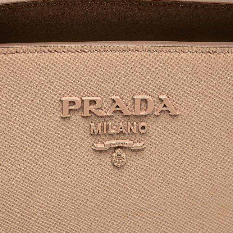 Pre Owned Prada Pink Medium Saffiano Cuir Monochrome Top Handle Tote