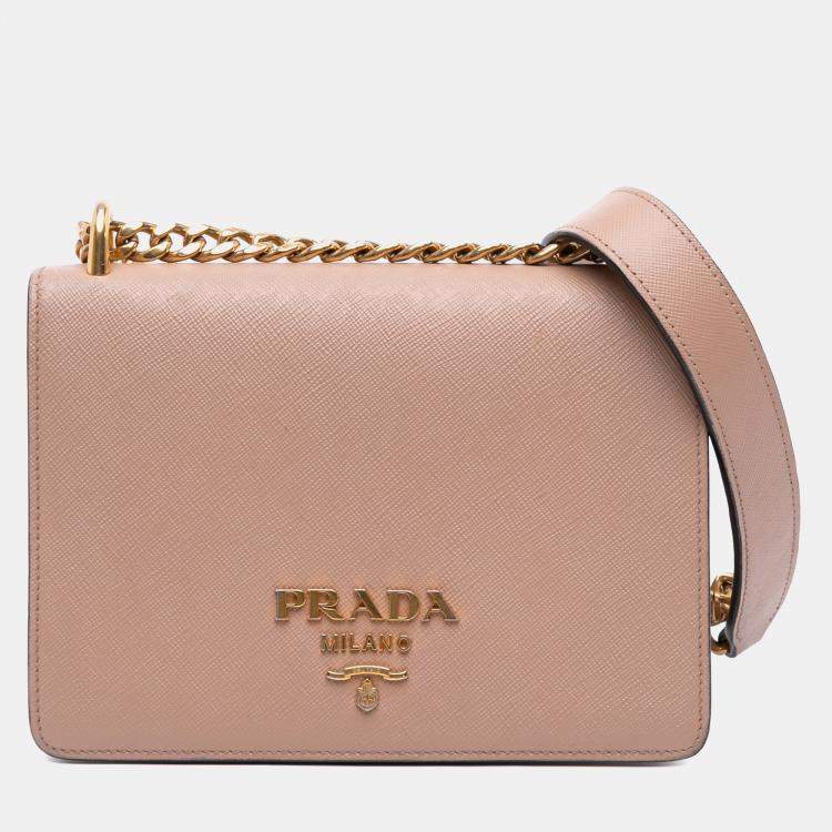 مملوكة مسبقًا Prada Beige Saffiano Lux Chain Crossbody