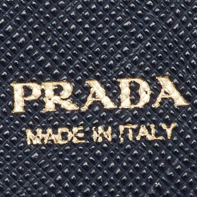 Pre Owned Prada Navy Blue Saffiano Leather Compact Wallet