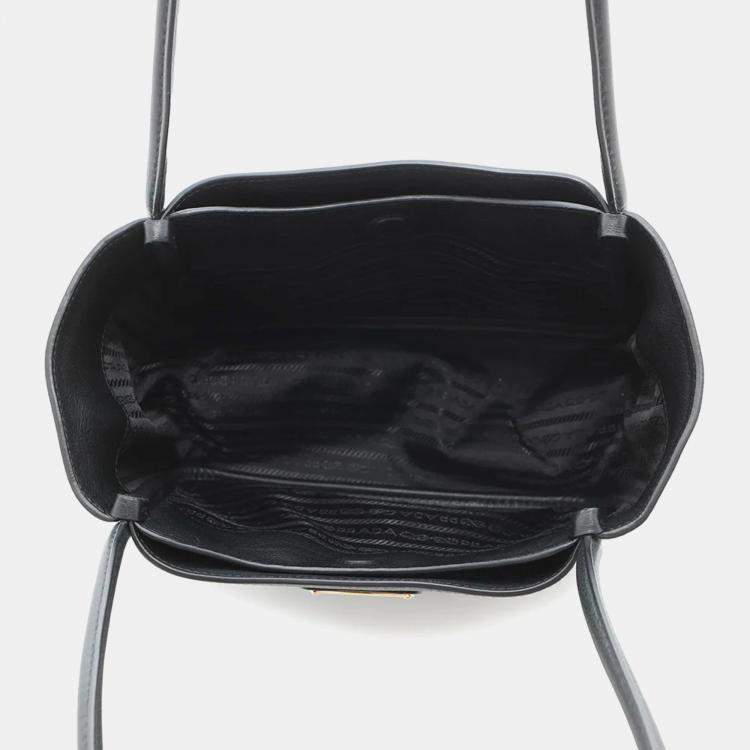 Pre Owned Prada Black Leather Shopping Tote Bag