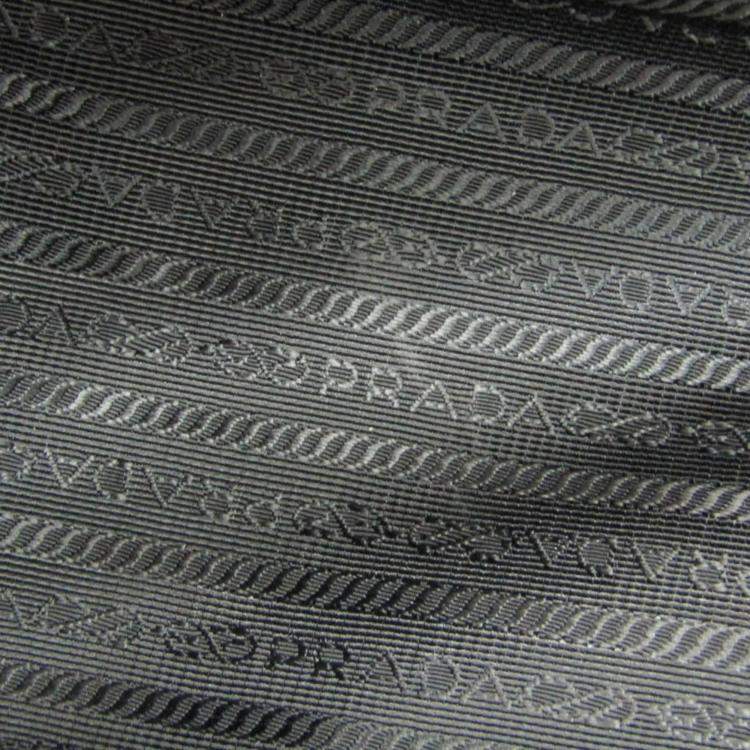 Pre Owned Prada Logo Black Jacquard/Leather Shoulder Bag