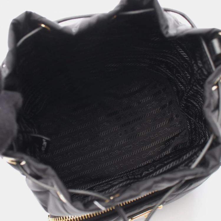 Pre Owned Prada Vela Handbag Nylon Saffiano Leather Black