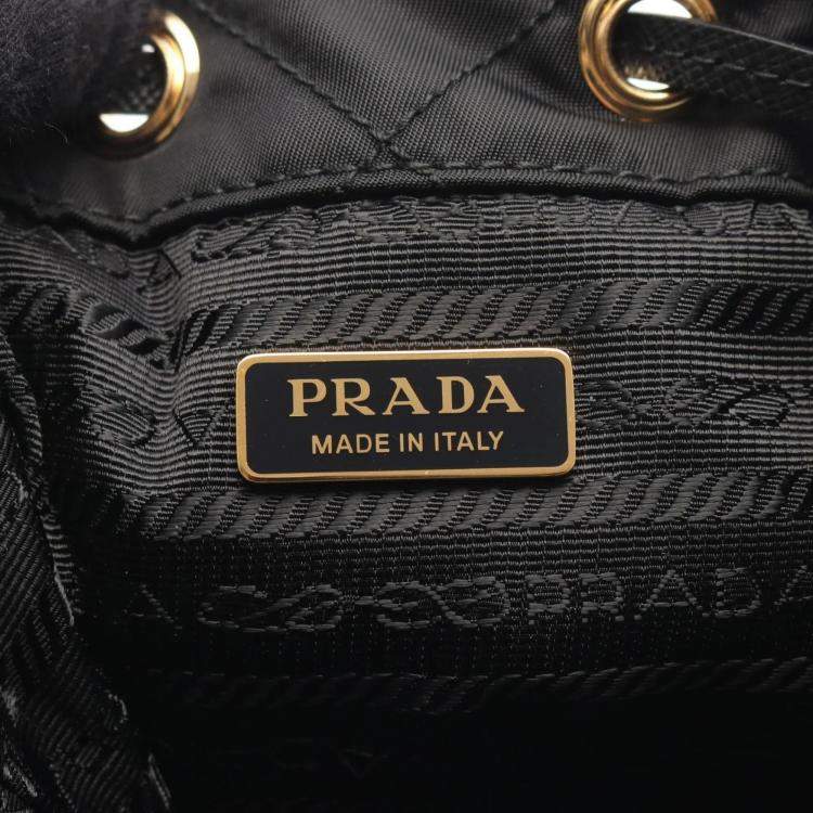 Pre Owned Prada Vela Handbag Nylon Saffiano Leather Black
