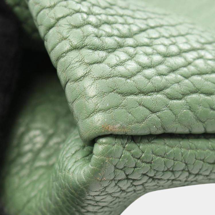 Pre Owned Prada Green Full Grain Leather Tote